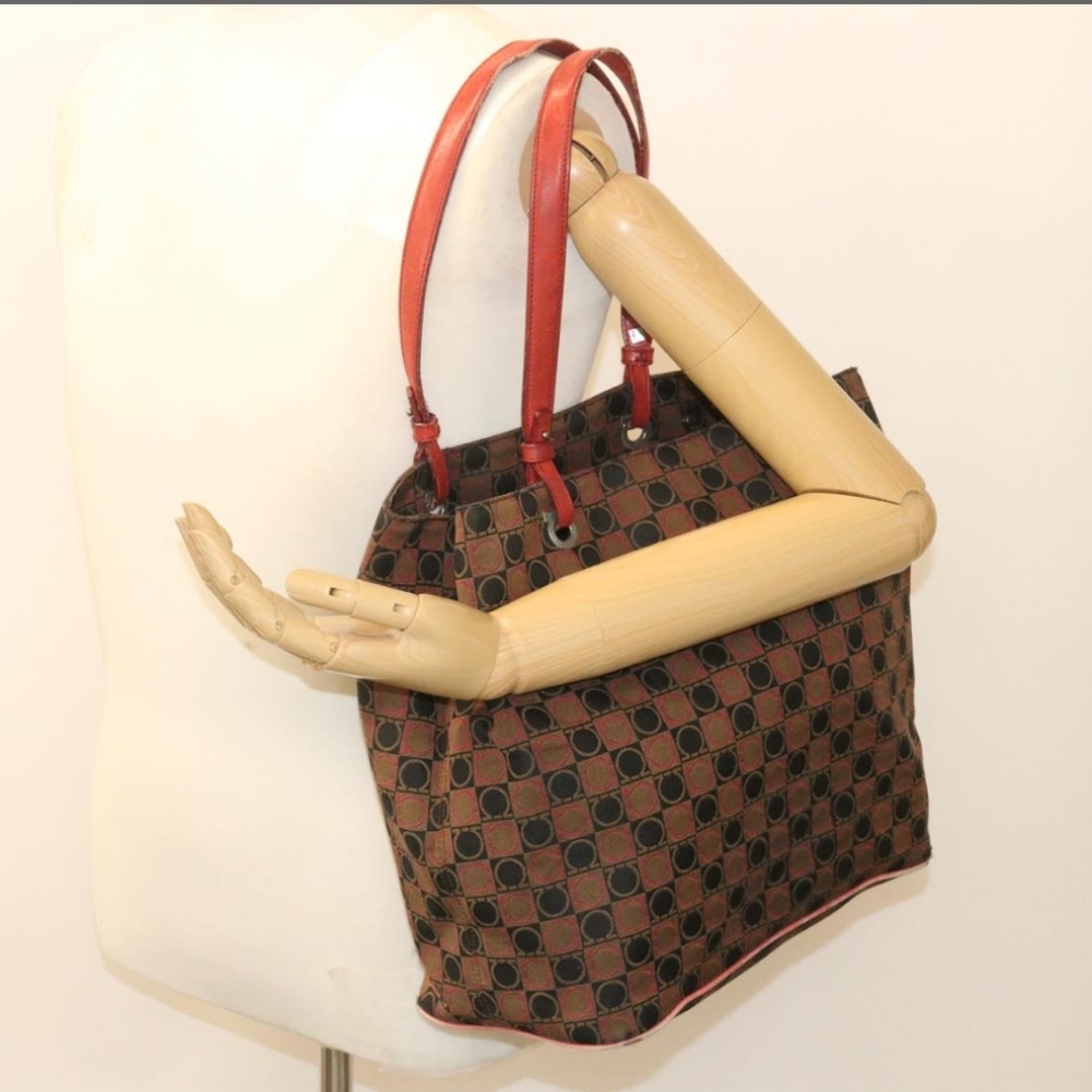 Salvatore Ferragamo Brown Canvas Shoulder Bag